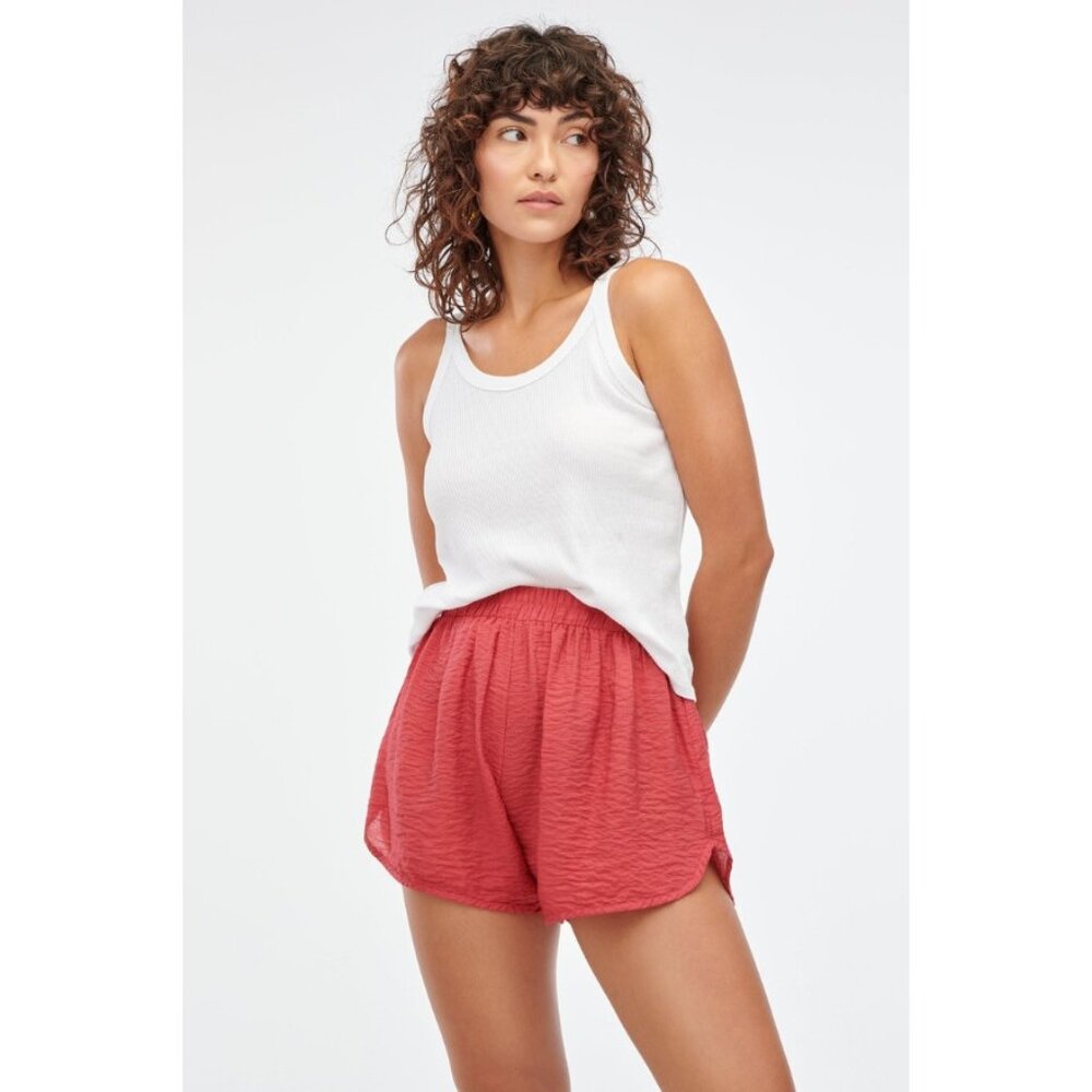 Lacausa Womens Parachute Joggers Shorts Pull On Elastic Waist Rhubarb Pink Small